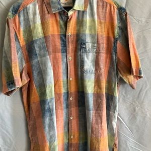 Tommy Bahama plaid button down shirt.